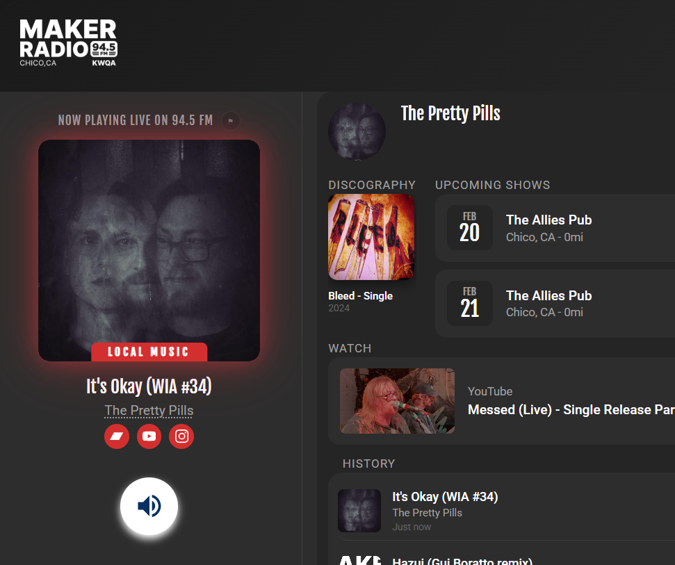 Local artist profile on Maker Radio player